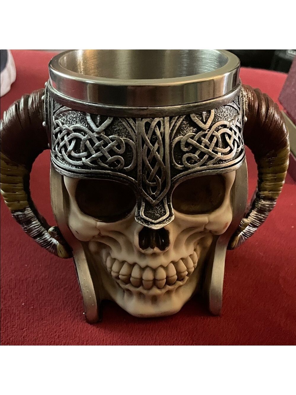 Stainless Steel Skull Mug Viking Drinking Cup Skeleton Resin Beer Stein Tankard
